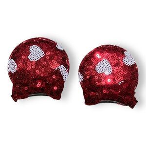 New Disney Inspired Red Sequin Bow Mouse Ears Hair Clips Barrettes